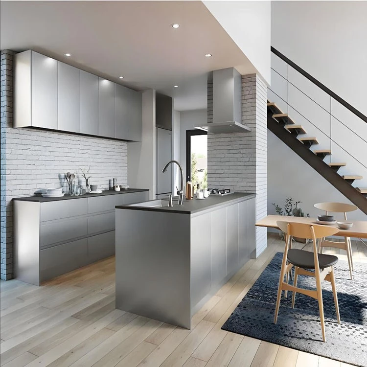Brushed Stainless Steel Kitchen Cabinets